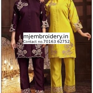 fancy multi fancy kurti & plazo yellow design